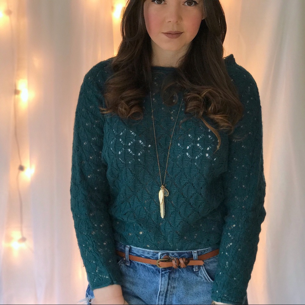 Emerald Green Cutout Sweater